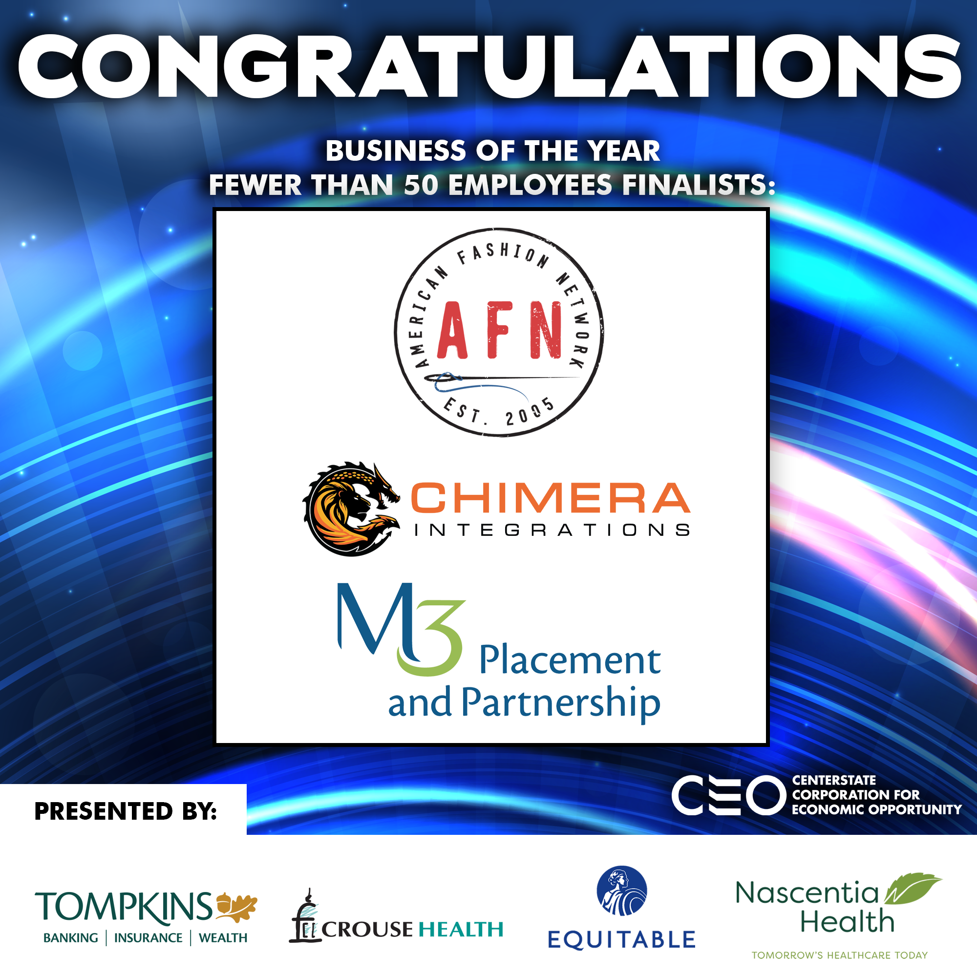 M3 Placement and Partnership named a finalist in CenterState CEO 2023 Business of the Year Awards